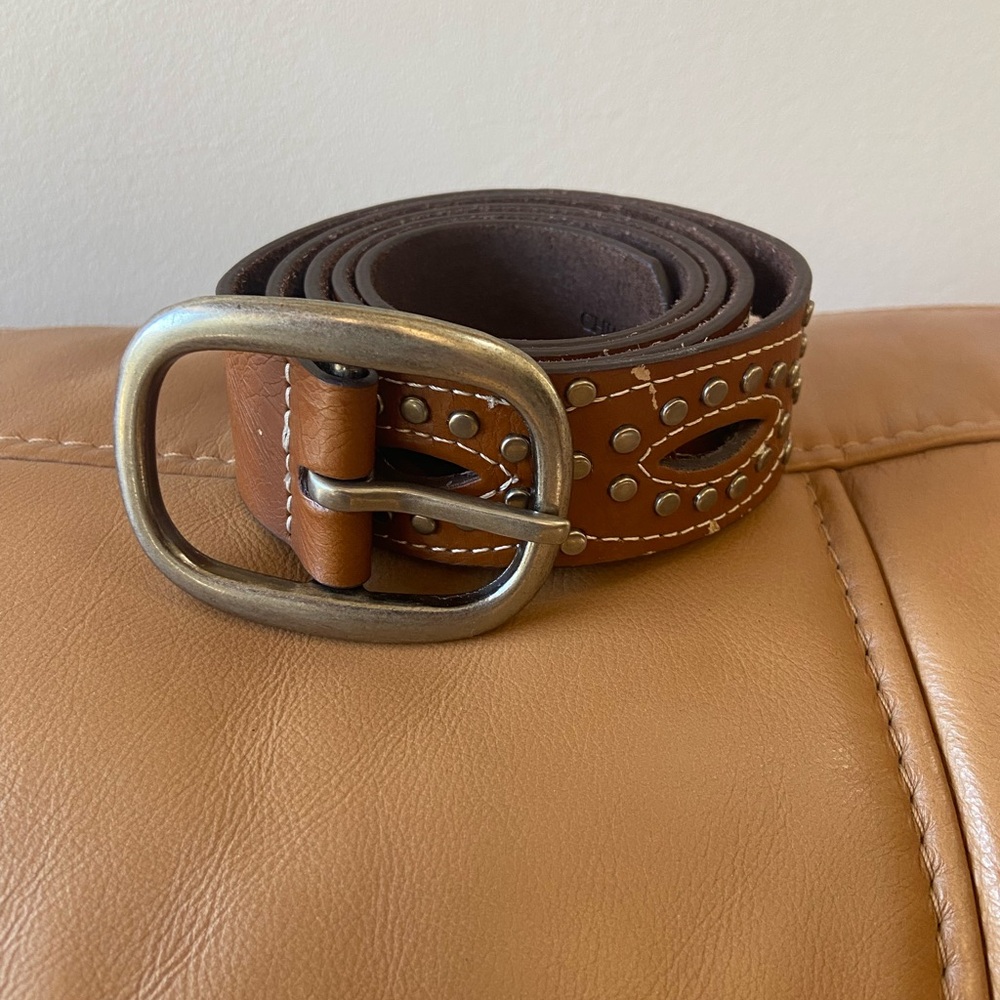Brown Leather Belt with Polished Finish and Classic Design